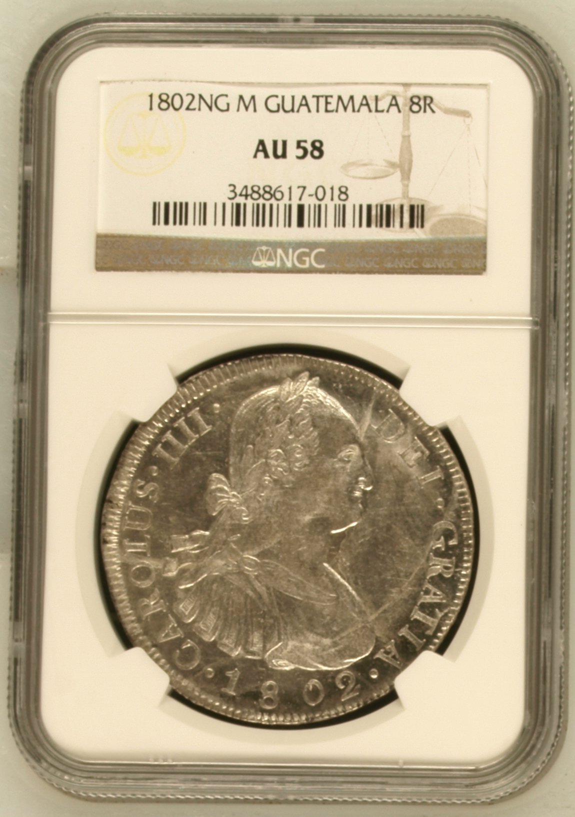 Guatemala 8 Reales 1802 Ng M NGC AU58 0144940