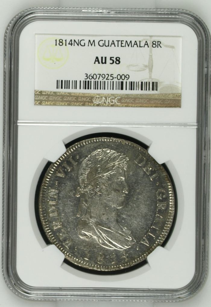 Guatemala 8 Reales 1814 Ng M NGC AU58 0144942Guatemala 8 Reales 1814 Ng M NGC AU58 0144942