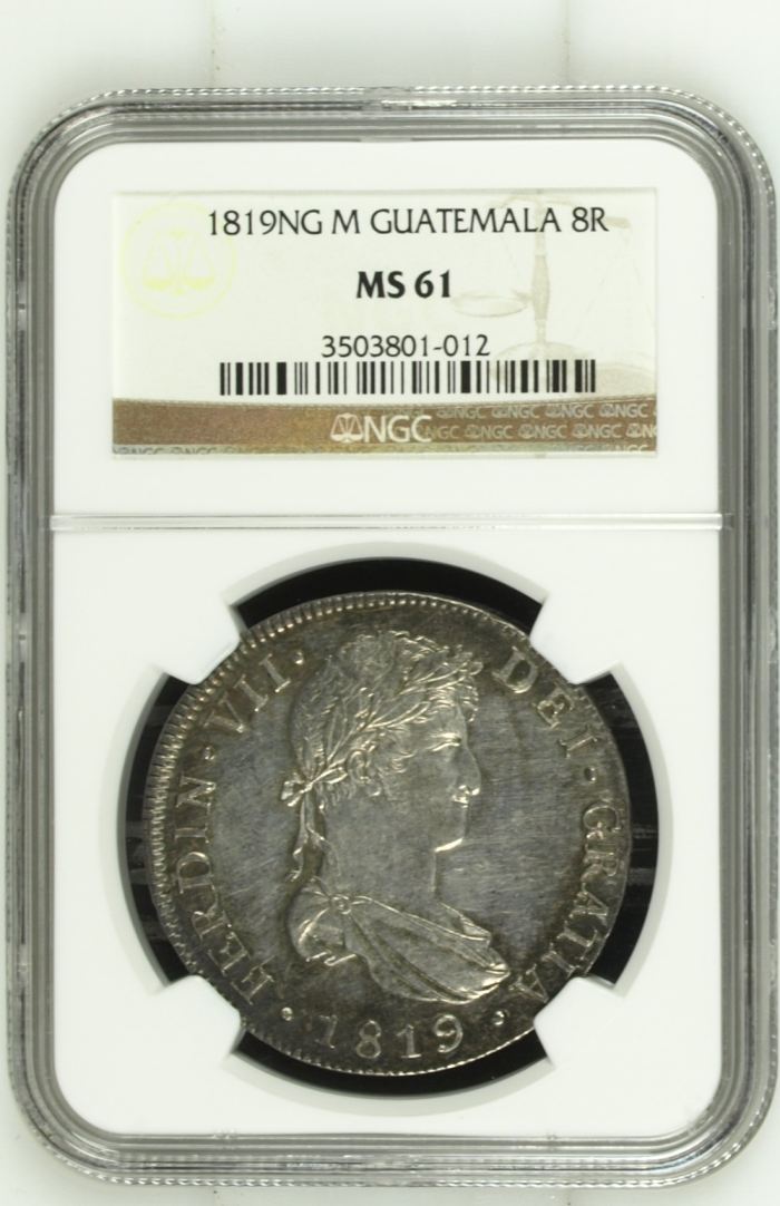 Guatemala 8 Reales 1819 Ng M NGC MS61 0144945Guatemala 8 Reales 1819 Ng M NGC MS61 0144945