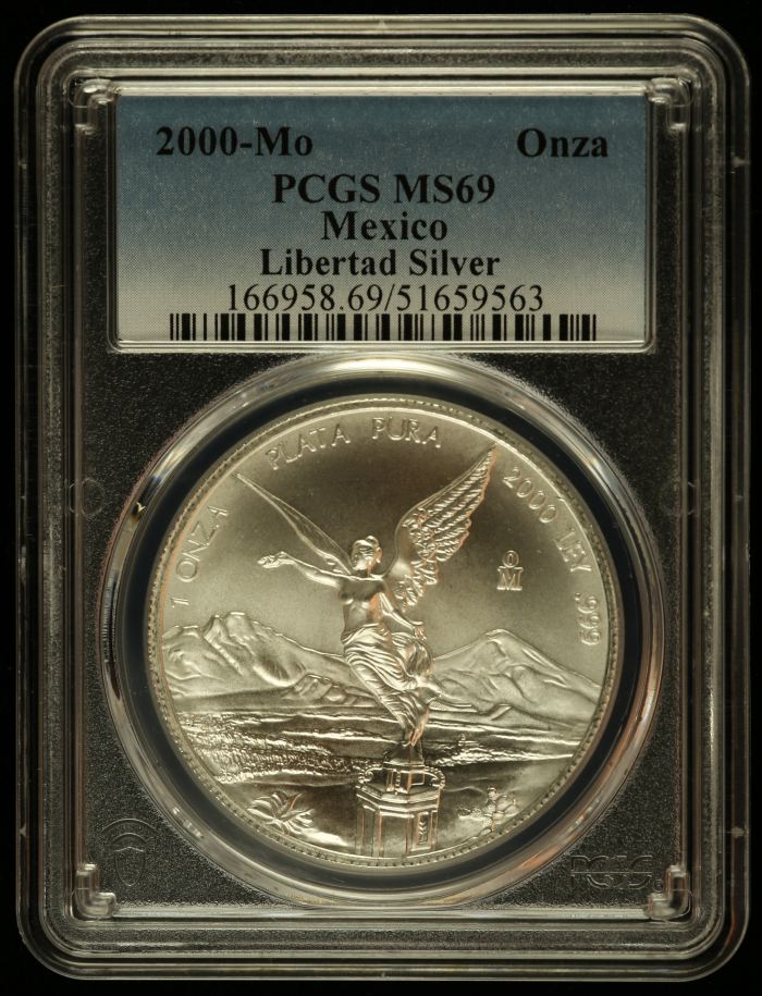 Modern Silver & Minors Onza 2000 Mo PCGS MS69 0144999Modern Silver & Minors Onza 2000 Mo PCGS MS69 0144999