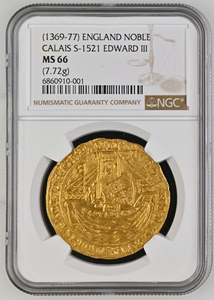 UK (Great Britain) Noble (1369-77) Calais S-1521 NGC MS66 0145019UK (Great Britain) Noble (1369-77) Calais S-1521 NGC MS66 0145019