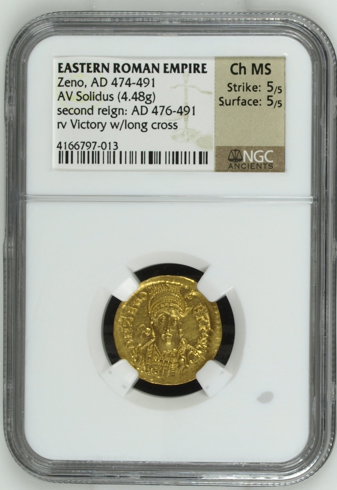 Roman Imperial Zeno 474-491 AD AV Solidus NGC Ch MS 0145032