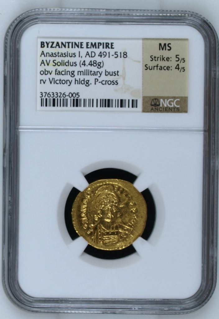 Byzantine Anastasius I 491-518 AD AV Solidus NGC MS 0145033