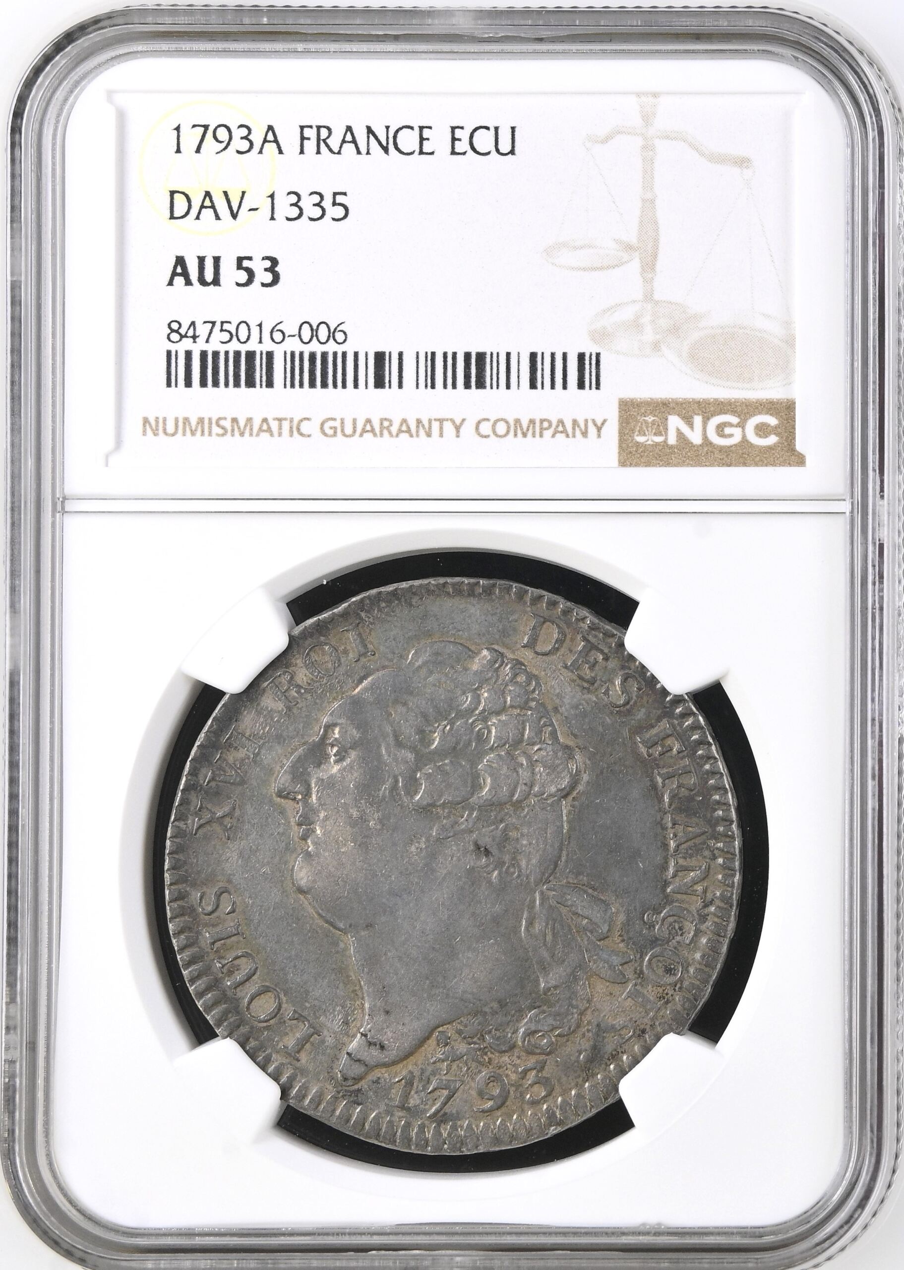 France Ecu 1793 A DAV-1335 NGC AU53 0145052