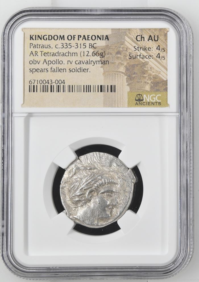 Macedonia Patraus c.335-315 BC AR Tetradrachm NGC Ch AU 0145062Macedonia Patraus c.335-315 BC AR Tetradrachm NGC Ch AU 0145062