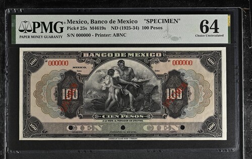 Banco De Mexico 100 Pesos ND Pick #25s PMG Ch UNC64 f_35421