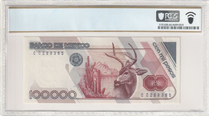 Banco De Mexico 100,000 Pesos 1988 Pick #94a PCGS Gem UNC66 PPQ f_35427Banco De Mexico 100,000 Pesos 1988 Pick #94a PCGS Gem UNC66 PPQ f_35427 - Image 2