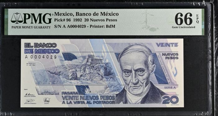 Banco De Mexico 10 Piece Set  All Scarce Series A w Matching Serial Numbers 1992 Pick #95-104 PMG f_35434Banco De Mexico 10 Piece Set  All Scarce Series A w Matching Serial Numbers 1992 Pick #95-104 PMG f_35434 - Image 3