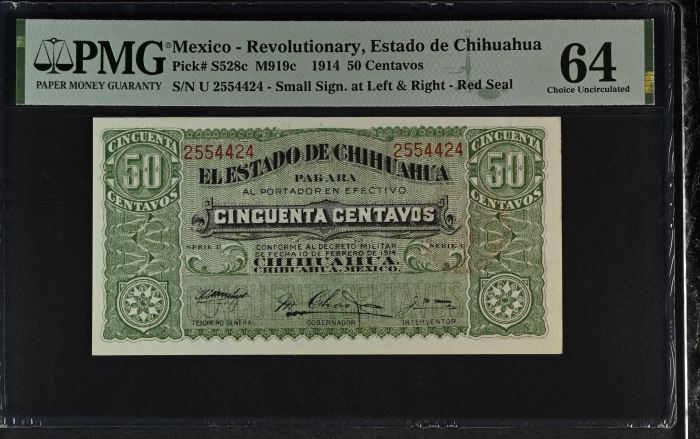 Revolutionary Currency 6 Piece Set 1914-15 Chihuahua M919-M928 PMG Ch UNC64 EPQ f_35435Revolutionary Currency 6 Piece Set 1914-15 Chihuahua M919-M928 PMG Ch UNC64 EPQ f_35435 - Image 11