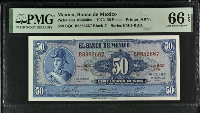 Banco De Mexico 8 Piece Issued Note Set Pick #49-61 PMG Gem UNC66 EPQ f_35437Banco De Mexico 8 Piece Issued Note Set Pick #49-61 PMG Gem UNC66 EPQ f_35437 - Image 9