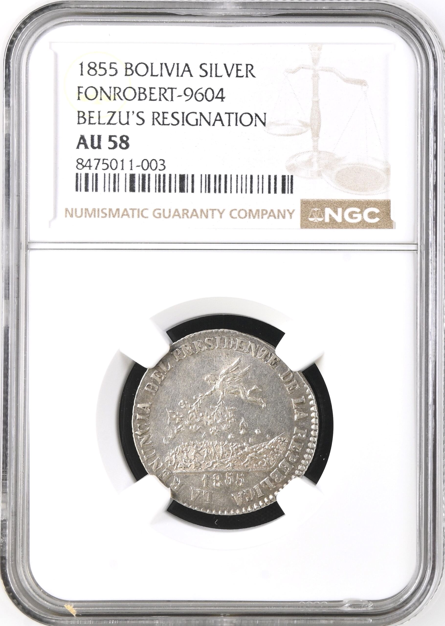 Bolivia Medal 1855 NGC AU58 0144864