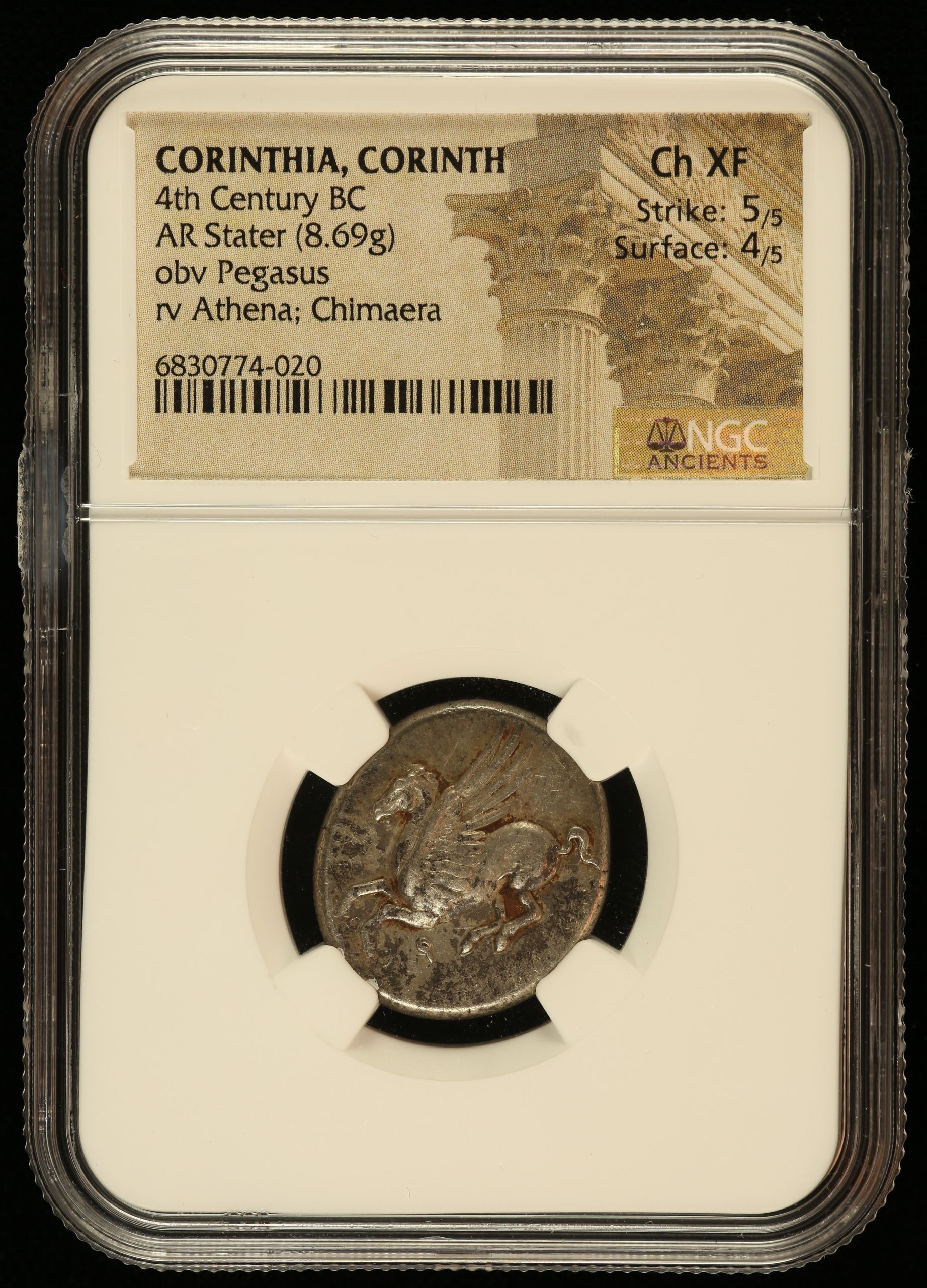 Corinthia Corinth 4th Century BC AR Stater NGC Ch XF 0144696