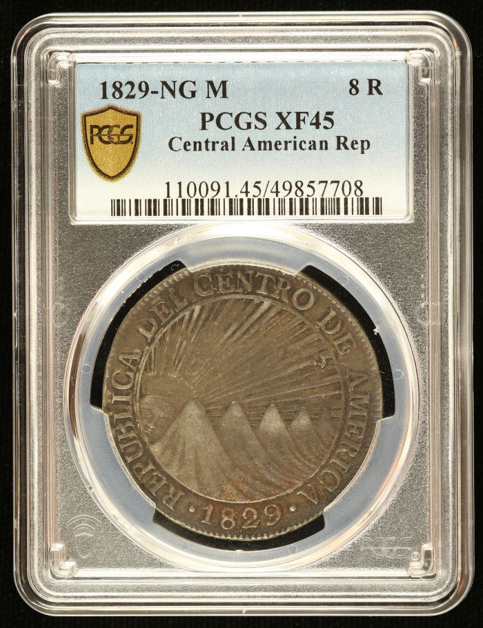 Central American Republic 8 Reales 1829 Ng M PCGS XF45 0144673Central American Republic 8 Reales 1829 Ng M PCGS XF45 0144673