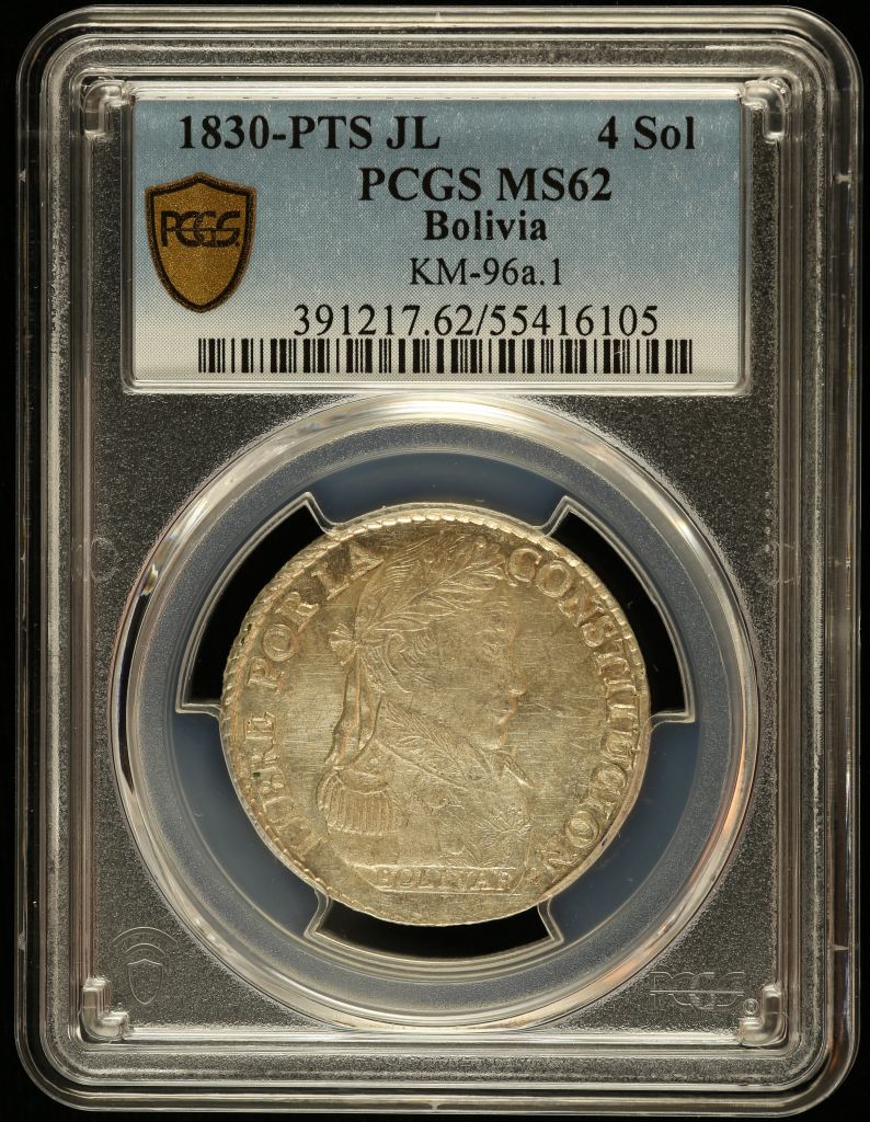 Bolivia 4 Sol 1830 Pts JL PCGS MS62 KM-96a.1 0144861