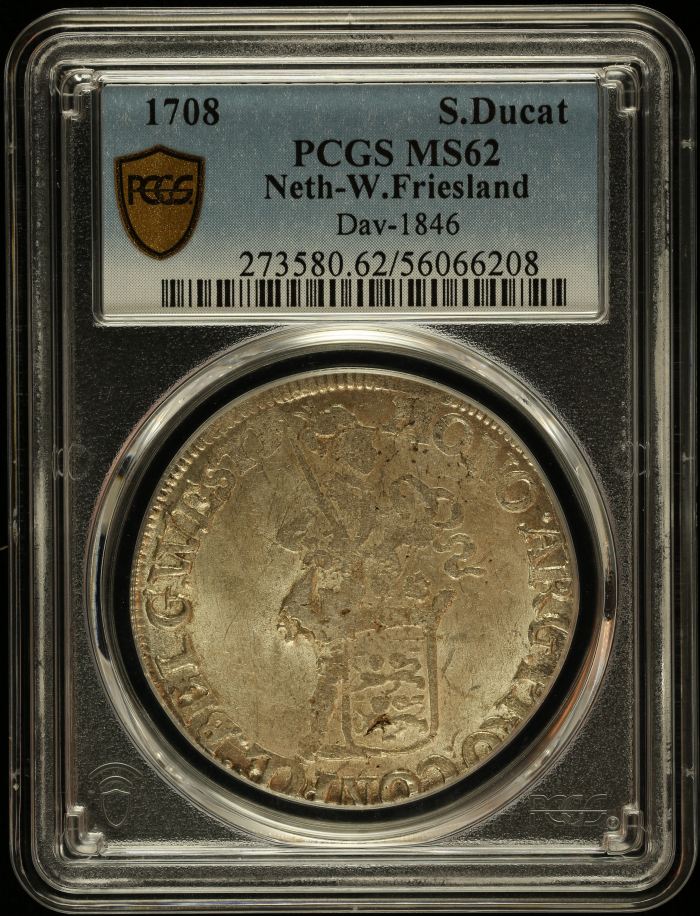 Netherlands Ducat 1708 West Friesland PCGS MS62 DAV-1846 0145045Netherlands Ducat 1708 West Friesland PCGS MS62 DAV-1846 0145045
