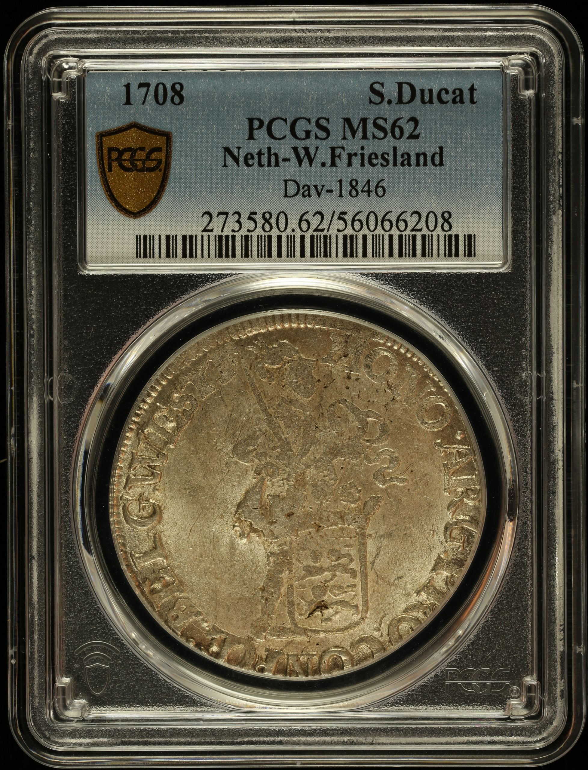 Netherlands Ducat 1708 West Friesland PCGS MS62 DAV-1846 0145045