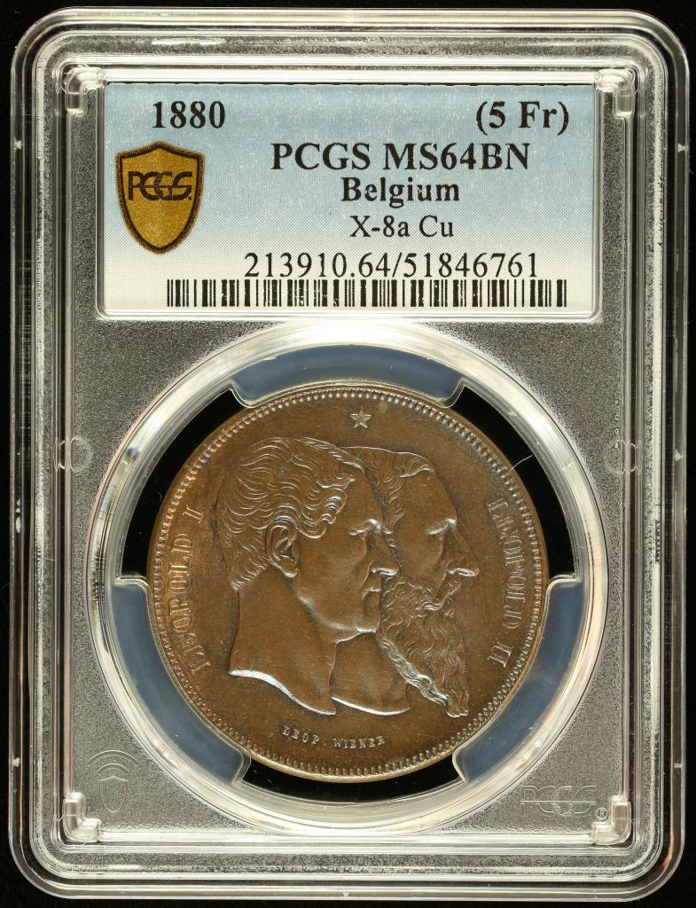 Belgium (5 Francs) 1880 PCGS MS64BN 0145065
