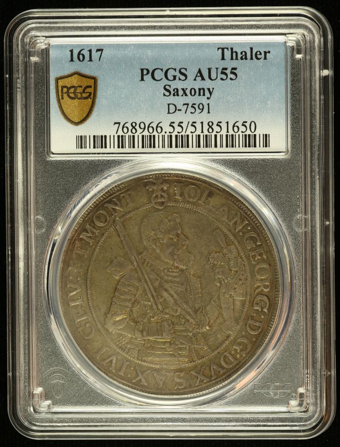 Germany Thaler 1617 Saxony PCGS AU55 D-7591 0144735Germany Thaler 1617 Saxony PCGS AU55 D-7591 0144735