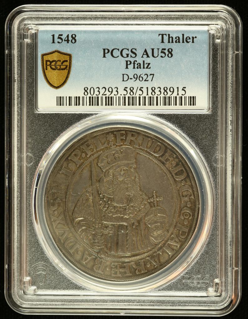 Germany Thaler 1548 Pfalz PCGS AU58 D-9627 0144817