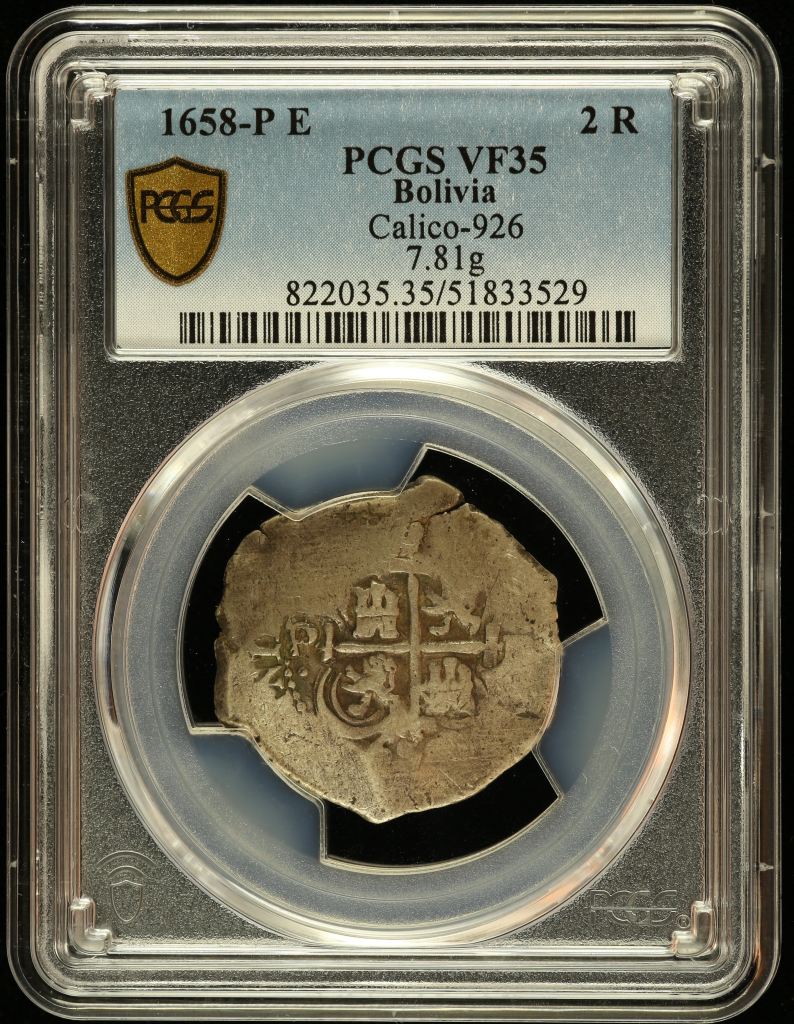 Bolivia 2 Reales 1658 P E PCGS VF35 Calico-926 0144857