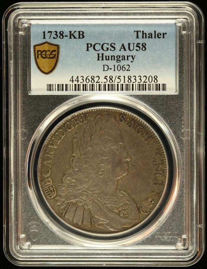 Hungary Thaler 1738 KB PCGS AU58 D-1062 0145055Hungary Thaler 1738 KB PCGS AU58 D-1062 0145055