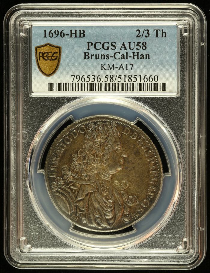 Germany 2/3 Thaler 1696 HB PCGS AU58 KM-A17 0145048Germany 2/3 Thaler 1696 HB PCGS AU58 KM-A17 0145048