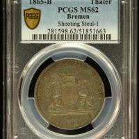 Germany Thaler 1865 Bremen PCGS MS62 Steul-1 0145049 thumbnail