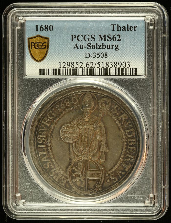 Austria Thaler 1680 Salzburg PCGS MS62 D-3508 0145056Austria Thaler 1680 Salzburg PCGS MS62 D-3508 0145056