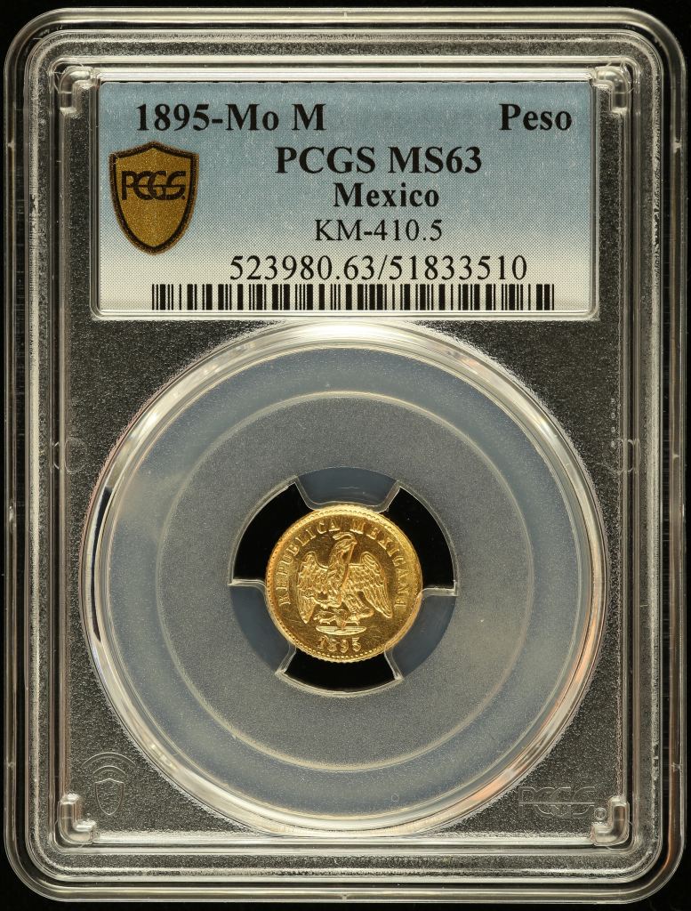 Republic Gold Peso 1895 Mo M PCGS MS63 KM-410.5 0144698