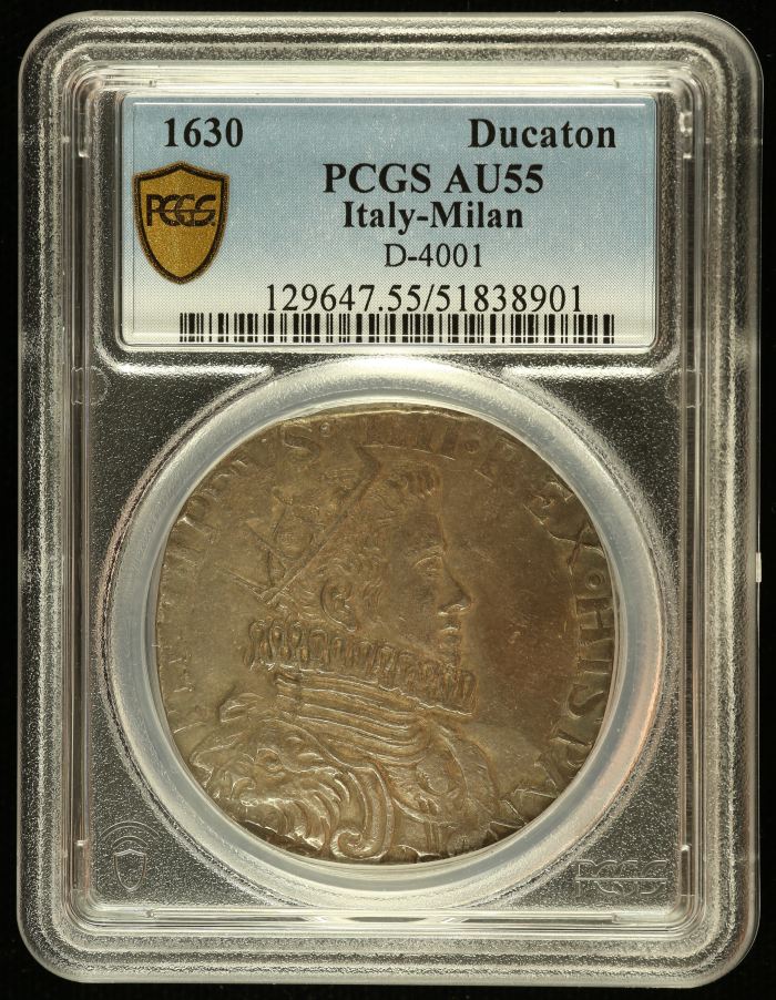 Italy/San Marino/Vatican Ducaton 1630 Milan PCGS AU55 D-4001 0145079Italy/San Marino/Vatican Ducaton 1630 Milan PCGS AU55 D-4001 0145079