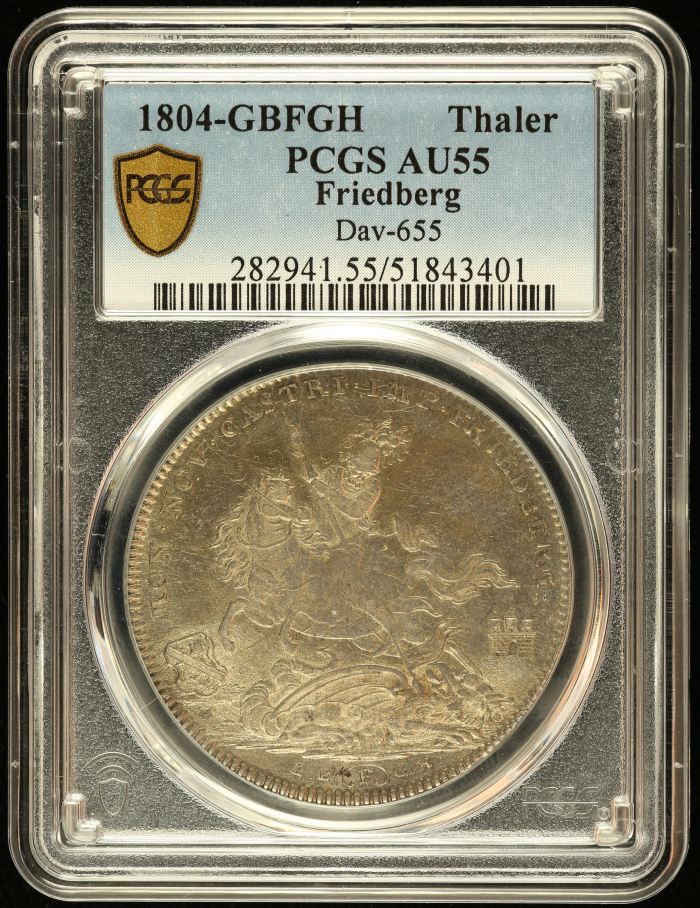 Germany Thaler 1804 Friedberg PCGS AU55 DAV-655 0145050Germany Thaler 1804 Friedberg PCGS AU55 DAV-655 0145050