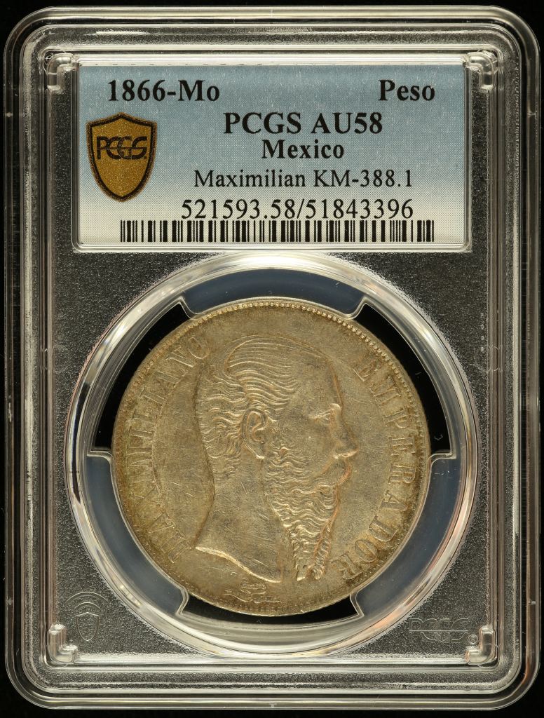 Imperial Era Peso 1866 Mo PCGS AU58 KM-388.1 0145061