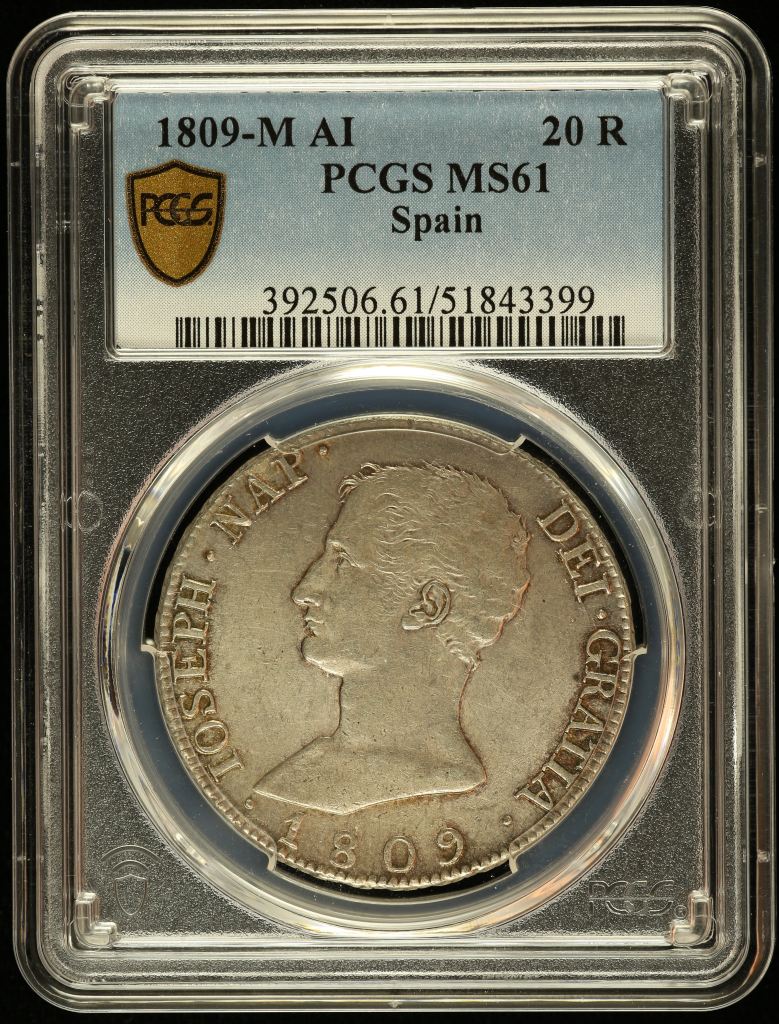 Spain 20 Reales 1809 M AI PCGS MS61 0145086