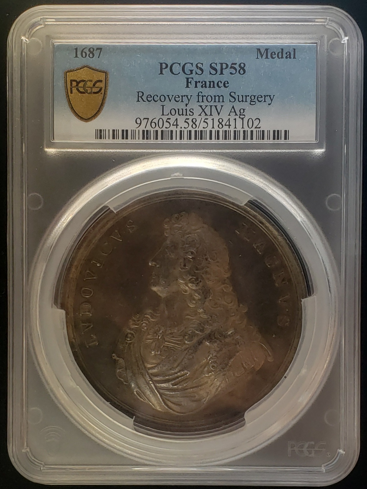 France Louis XIV Recovery from Surgery Medal 1687 PCGS SP58 0145071