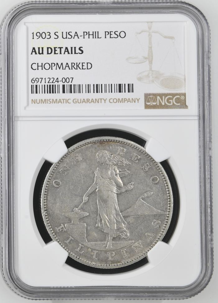 Philippines CHOPMARKED Peso 1903 S NGC AU Details 0145198Philippines CHOPMARKED Peso 1903 S NGC AU Details 0145198