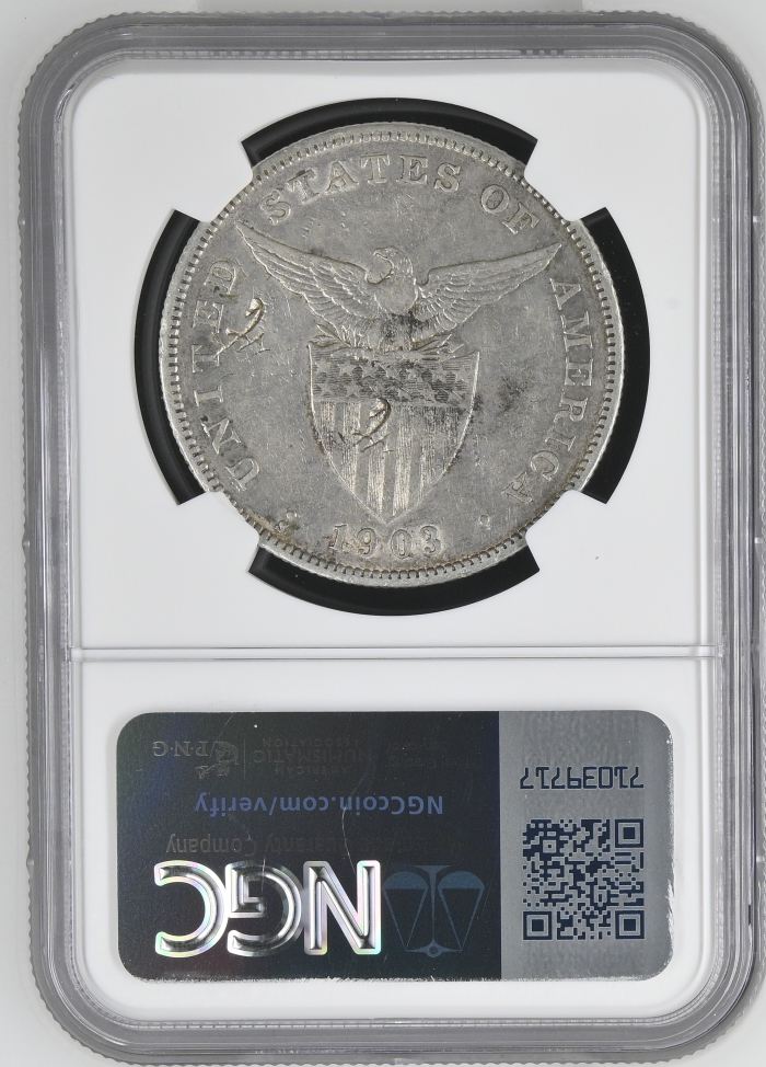 Philippines CHOPMARKED Peso 1903 S NGC AU Details 0145198Philippines CHOPMARKED Peso 1903 S NGC AU Details 0145198 - Image 2