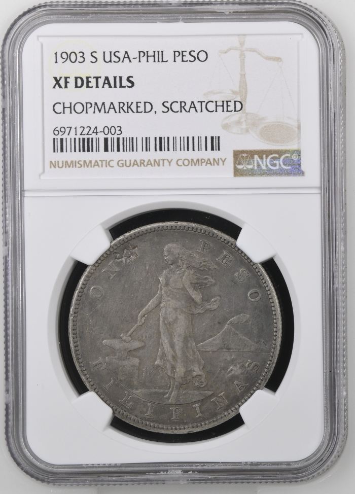 Philippines CHOPMARKED Peso 1903 S NGC XF Details 0145199Philippines CHOPMARKED Peso 1903 S NGC XF Details 0145199