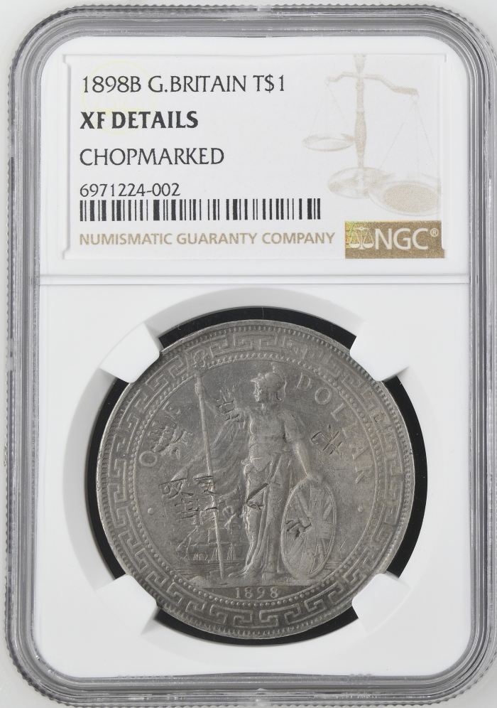 CHOPMARKED UK (Great Britain) Trade Dollar 1898 B NGC XF Details 0145201CHOPMARKED UK (Great Britain) Trade Dollar 1898 B NGC XF Details 0145201