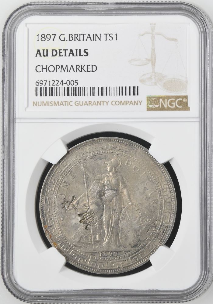 CHOPMARKED UK (Great Britain) Trade Dollar 1897 NGC AU Details 0145202CHOPMARKED UK (Great Britain) Trade Dollar 1897 NGC AU Details 0145202