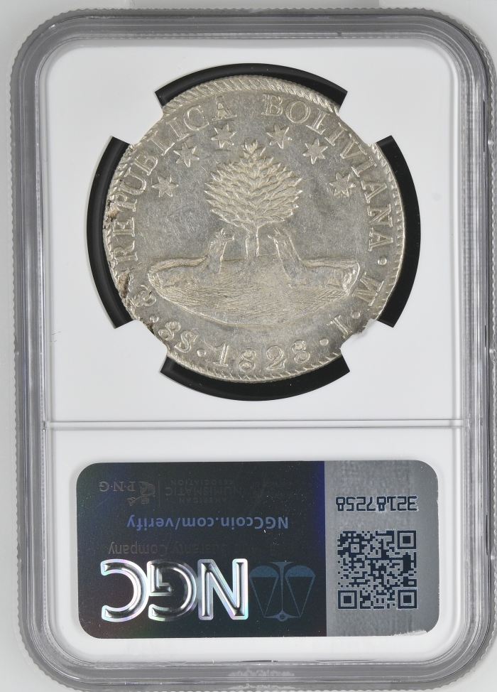 Bolivia 8 Sols 1828 Pts JM NGC AU53 0145220Bolivia 8 Sols 1828 Pts JM NGC AU53 0145220 - Image 2