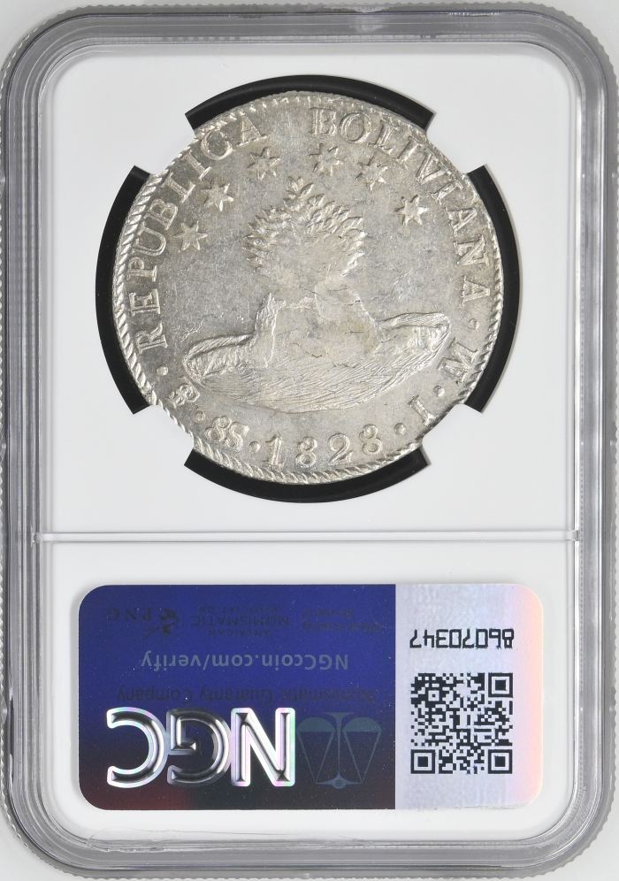 Bolivia 8 Sols 1828 Pts JM NGC AU58 0145222Bolivia 8 Sols 1828 Pts JM NGC AU58 0145222 - Image 2