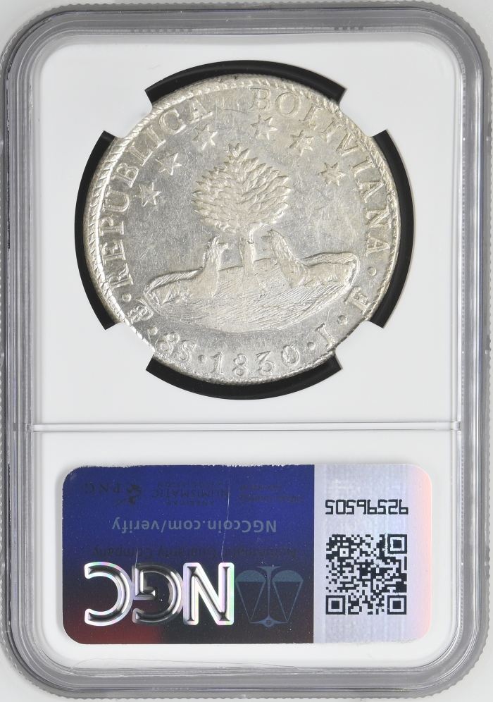 Bolivia 8 Sols 1830 Pts JF NGC AU53 0145227Bolivia 8 Sols 1830 Pts JF NGC AU53 0145227 - Image 2