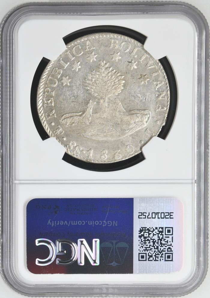 Bolivia 8 Sols 1830 Pts J NGC AU53 0145228Bolivia 8 Sols 1830 Pts J NGC AU53 0145228 - Image 2