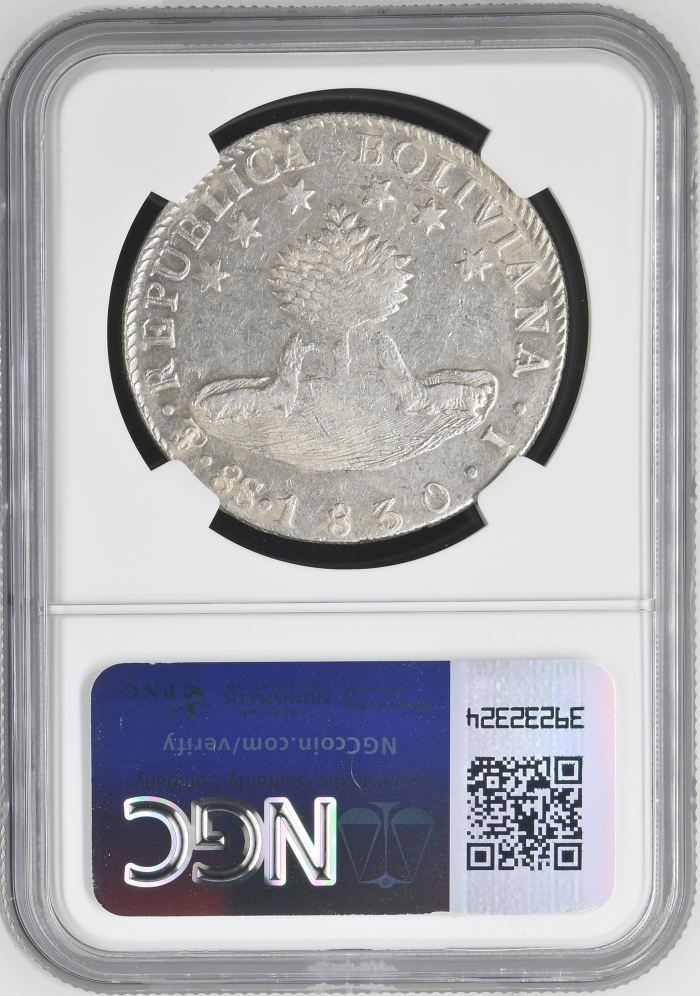 Bolivia 8 Sols 1830 Pts J NGC AU53 0145229Bolivia 8 Sols 1830 Pts J NGC AU53 0145229 - Image 2