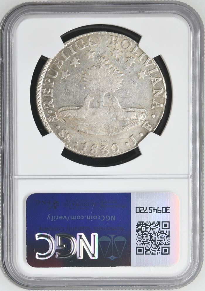 Bolivia 8 Sols 1830 Pts JF NGC AU55 0145230Bolivia 8 Sols 1830 Pts JF NGC AU55 0145230 - Image 2