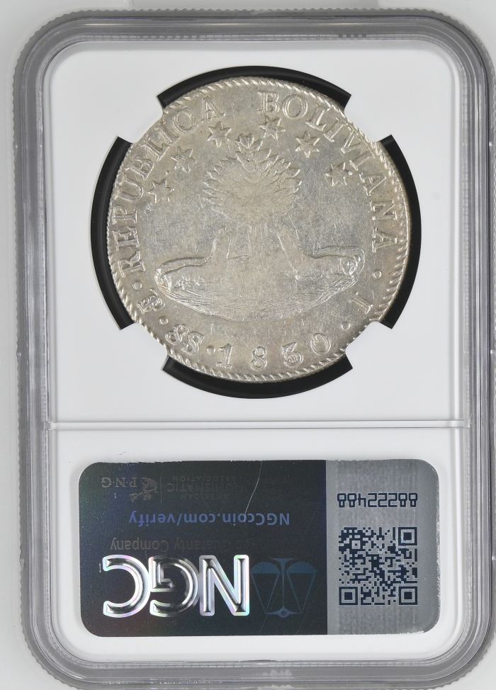 Bolivia 8 Sols 1830 Pts J NGC AU55 0145231Bolivia 8 Sols 1830 Pts J NGC AU55 0145231 - Image 2