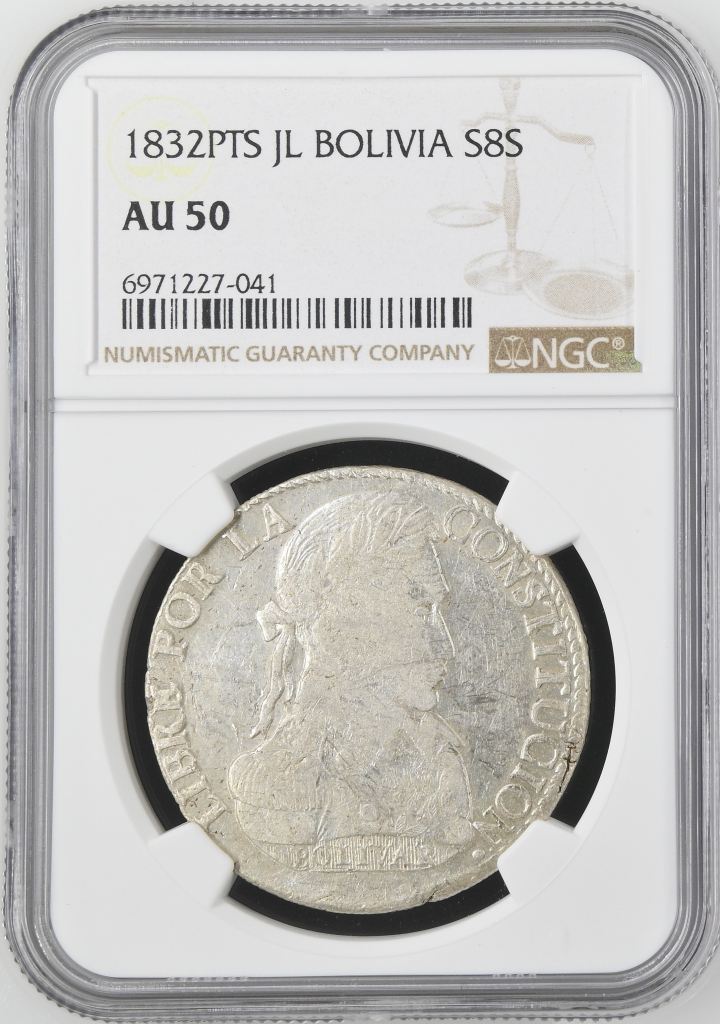 Bolivia 8 Sols 1832 Pts JL NGC AU50 0145239