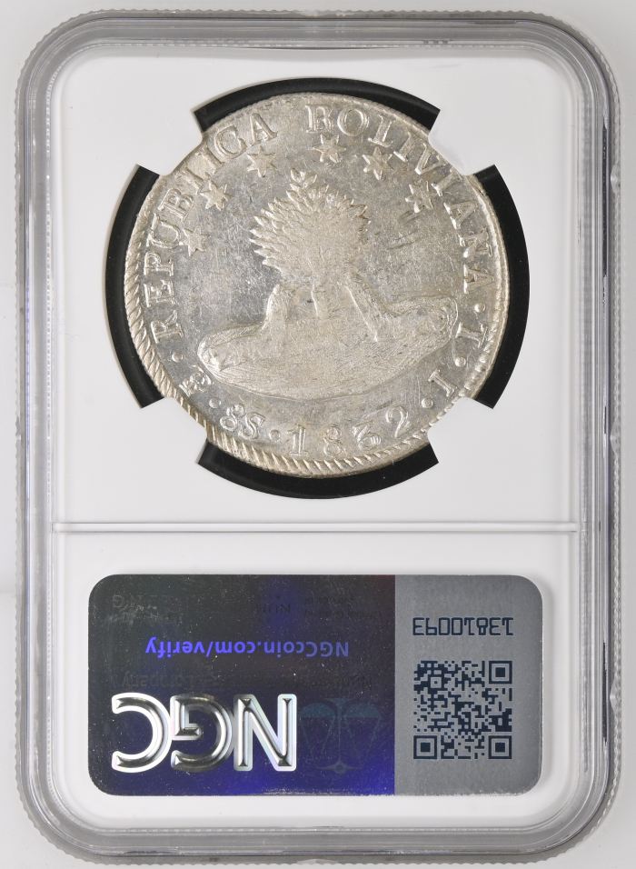 Bolivia 8 Sols 1832 Pts JL NGC AU53 0145241Bolivia 8 Sols 1832 Pts JL NGC AU53 0145241 - Image 2