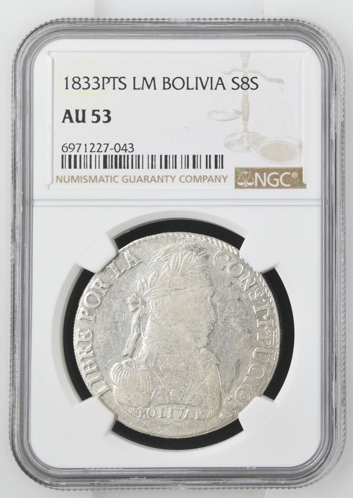 Bolivia 8 Sols 1833 Pts LM NGC AU53 0145247