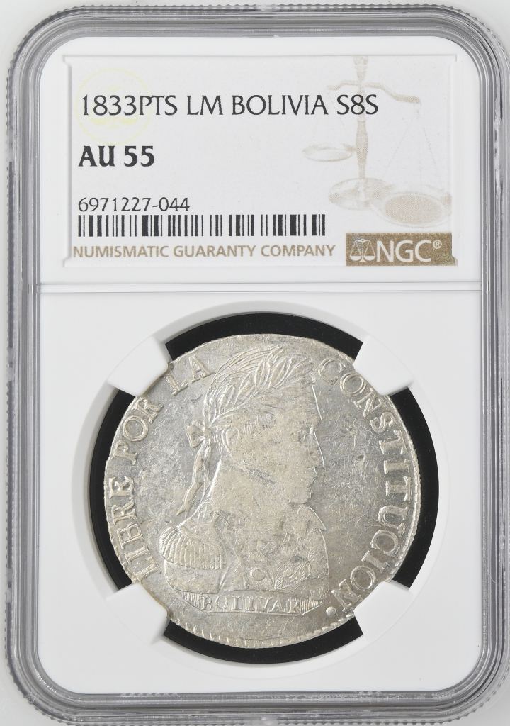 Bolivia 8 Sols 1833 Pts LM NGC AU55 0145249